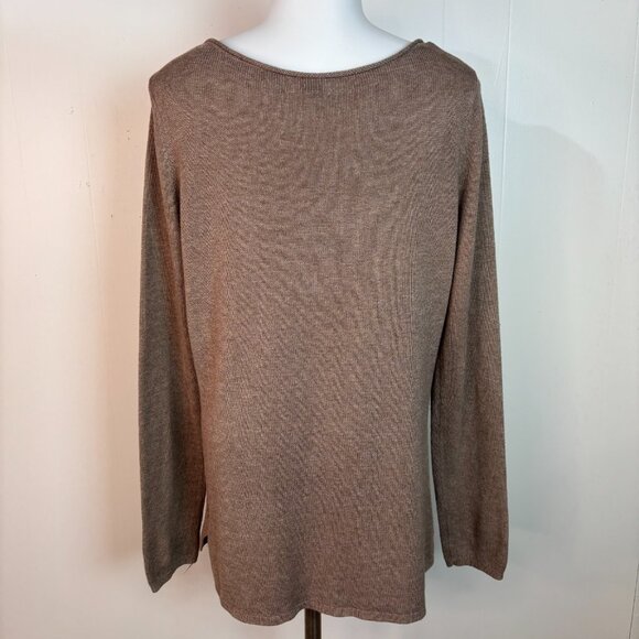 Old Navy Sweater Large Brown Long Sleeve Pullover Cotton Blend Knit Women's - Picture 5 of 11